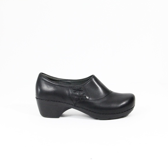 Dansko Platform Clogs Women Chunky Shoes Black Leather Slip on EU 40 - Picture 5 of 10